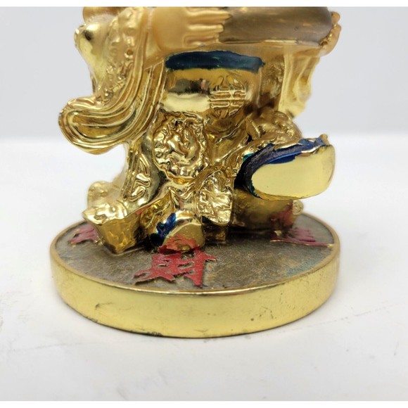 Gold Plated Feng Shui Chai Shen Ye Statue God of Wealth Fortune Good Luck 3.25" - Picture 12 of 14